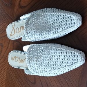 Sam Edelman White Woven Mules